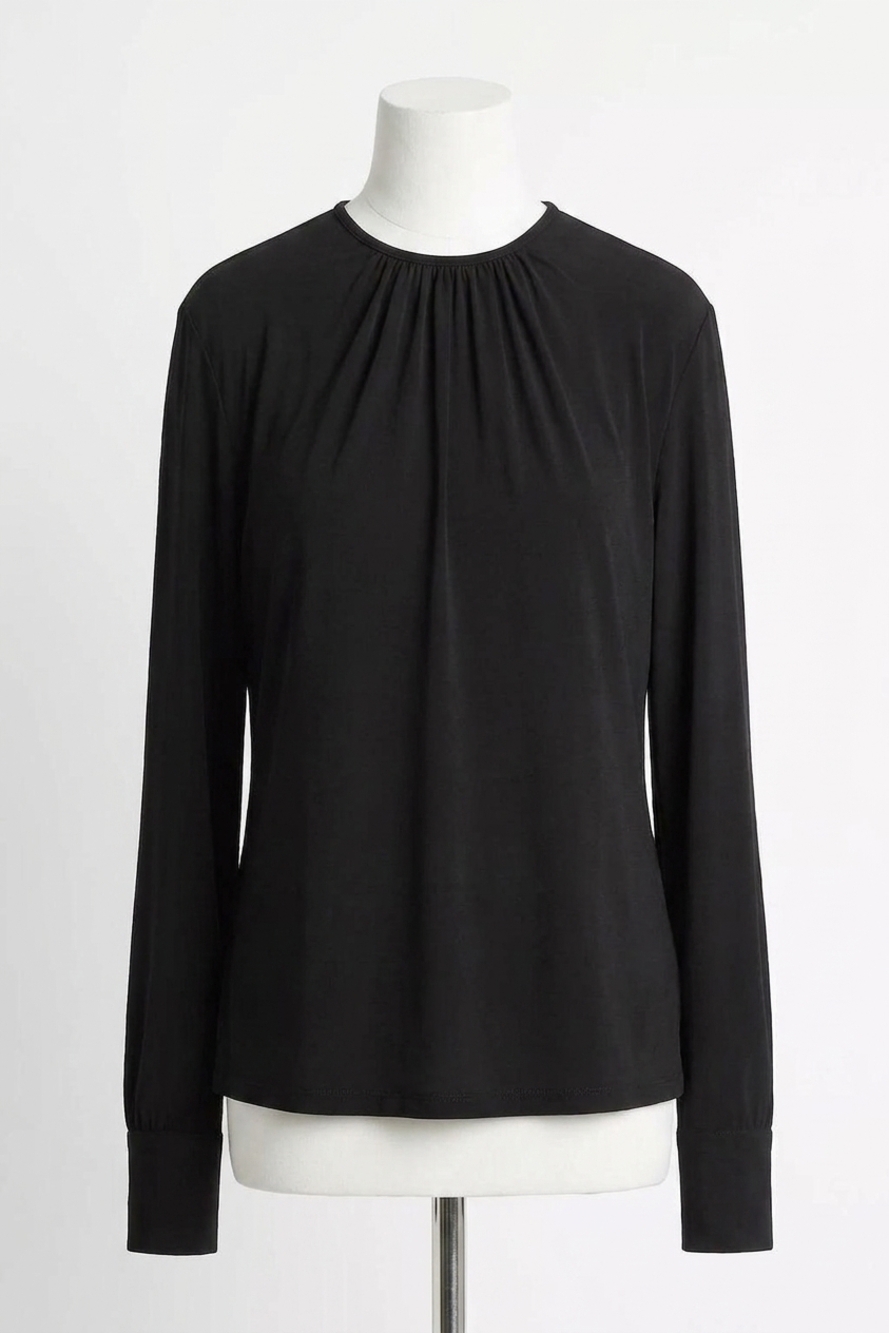 NEW VINCE soft gathered blouse top in black